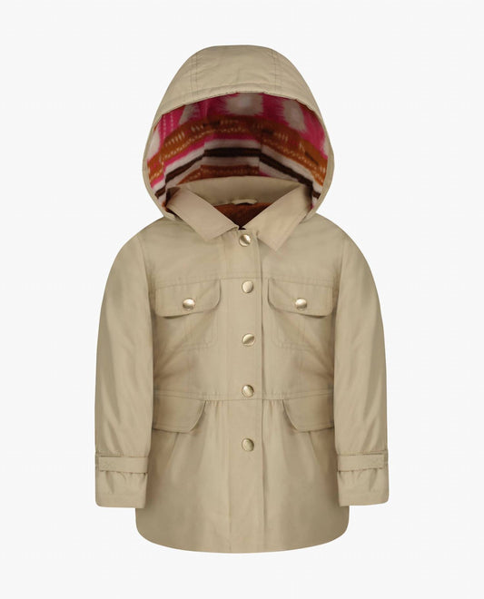 London Fog - London Fog Girls Snap-Front Skirted Trench With Hood