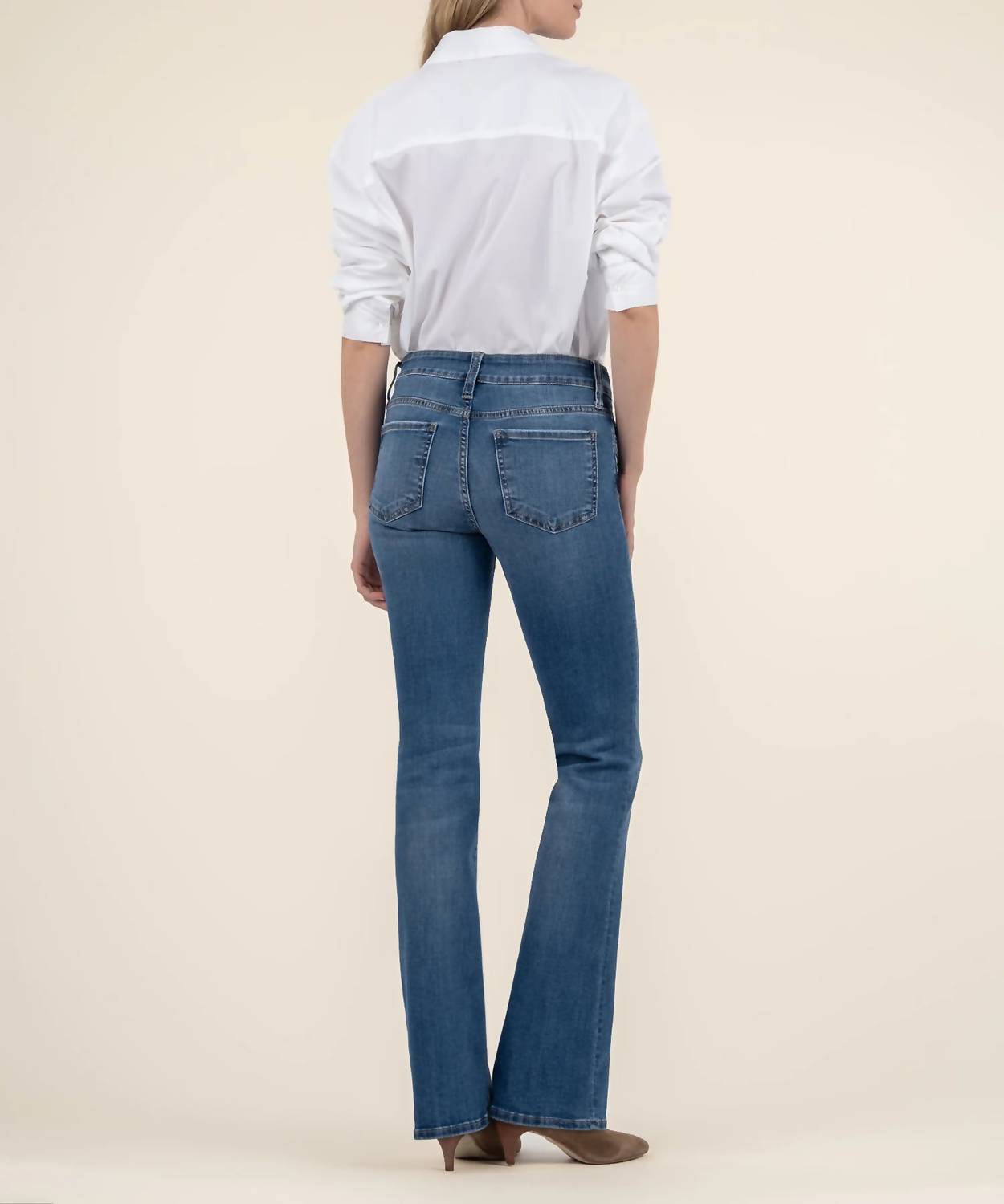 KUT FROM THE KLOTH Natalie Mid Rise Bootcut in studious - women's jeans - detail view