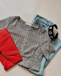 By Together - Malory Sequin Cropped Top