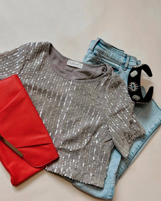 By Together - Malory Sequin Cropped Top