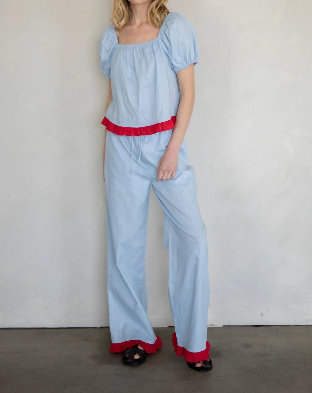 Things Between Women's Isadora Top in light blue red - women's shirt - view 4