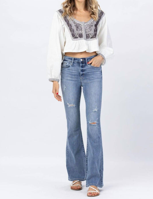 Judy Blue - High Waist Destroyed Flare Jeans
