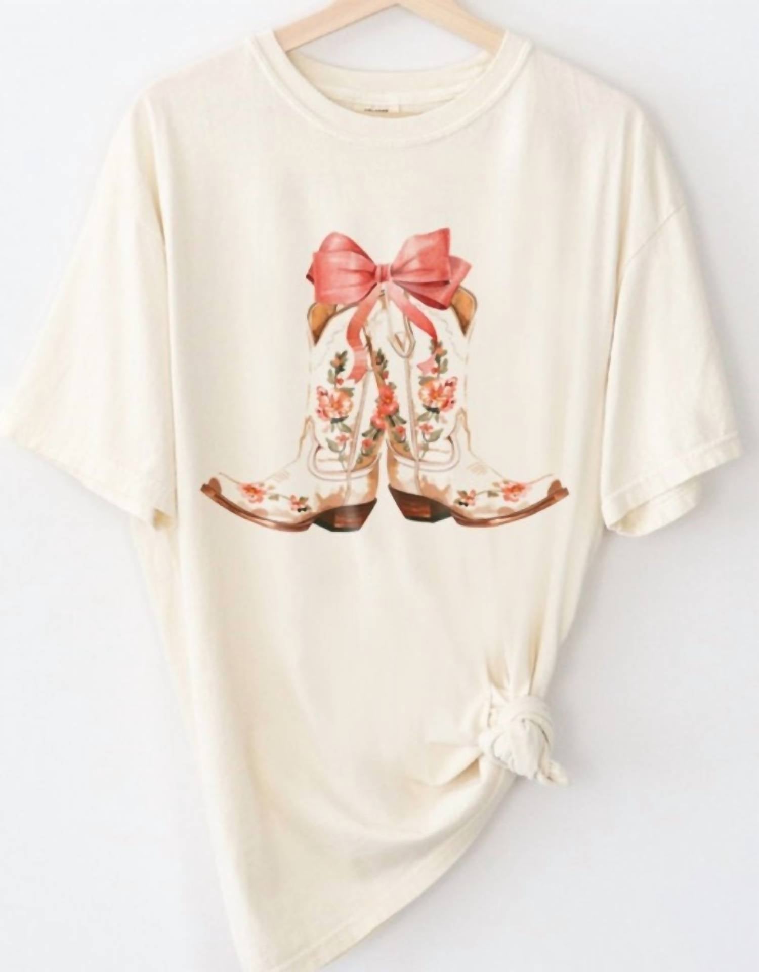 Golden Rose Co - Coquette Bow And Floral Boot Colors Tee