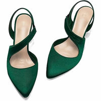 Mysoft - Women's Satin Closed Toe Slingback Heels