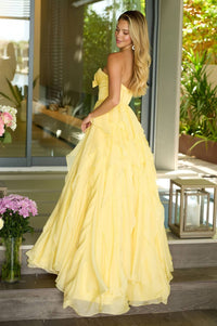 Ava Presley Strapless Sweetheart A-line Prom Dress in soft yellow - women's dress - alternate view