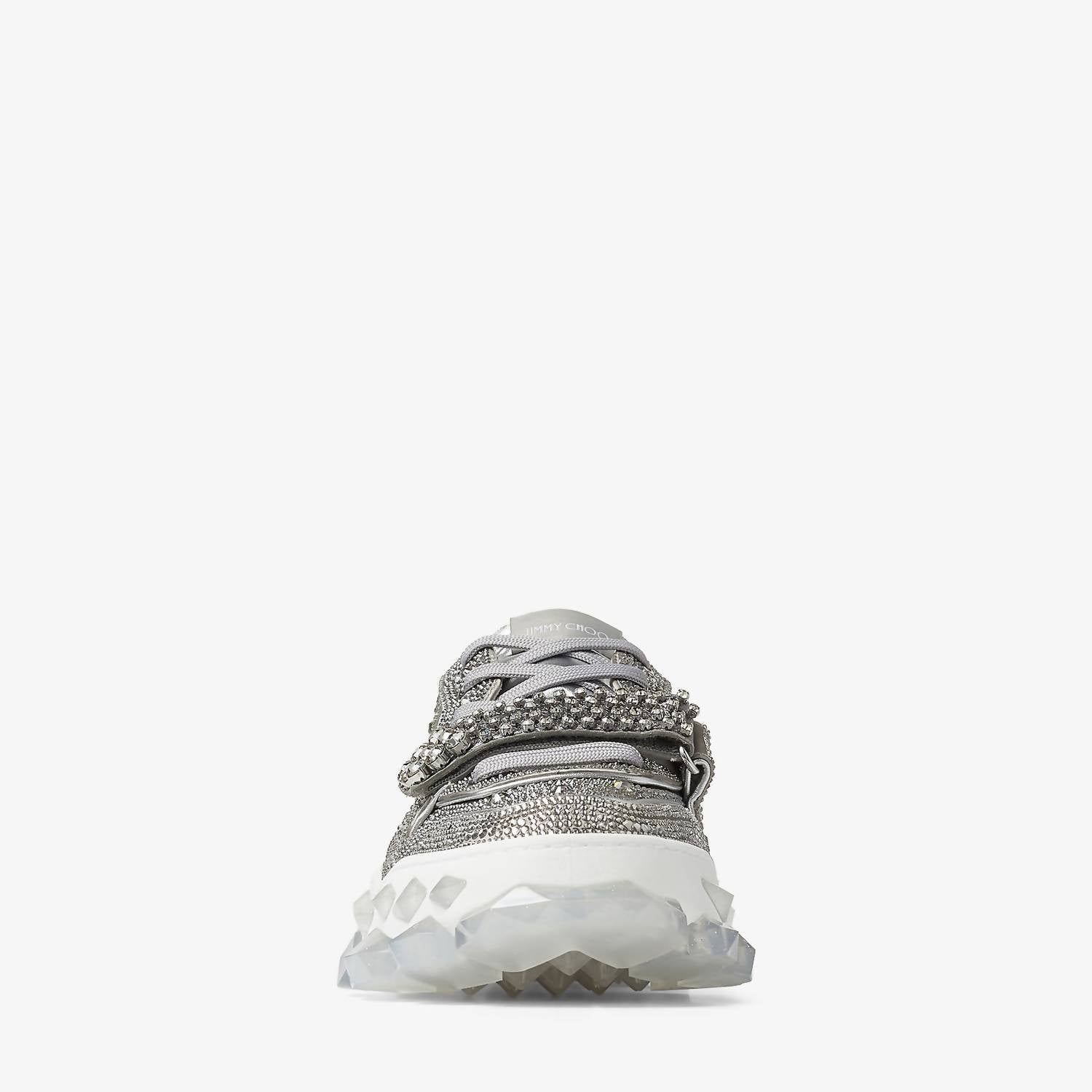 JIMMY CHOO Men's Diamond X Strap Low-top Sneakers With Crystals in silver - men's sneaker - view 5