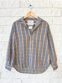 Frank & Eileen Relaxed Long Sleeve Button-up Shirt in camel and black plaid - women's shirt - alternate view