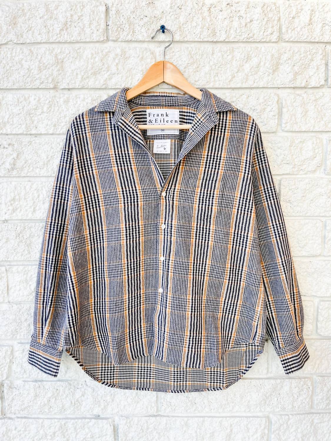 Frank & Eileen Relaxed Long Sleeve Button-up Shirt in camel and black plaid - women's shirt - alternate view
