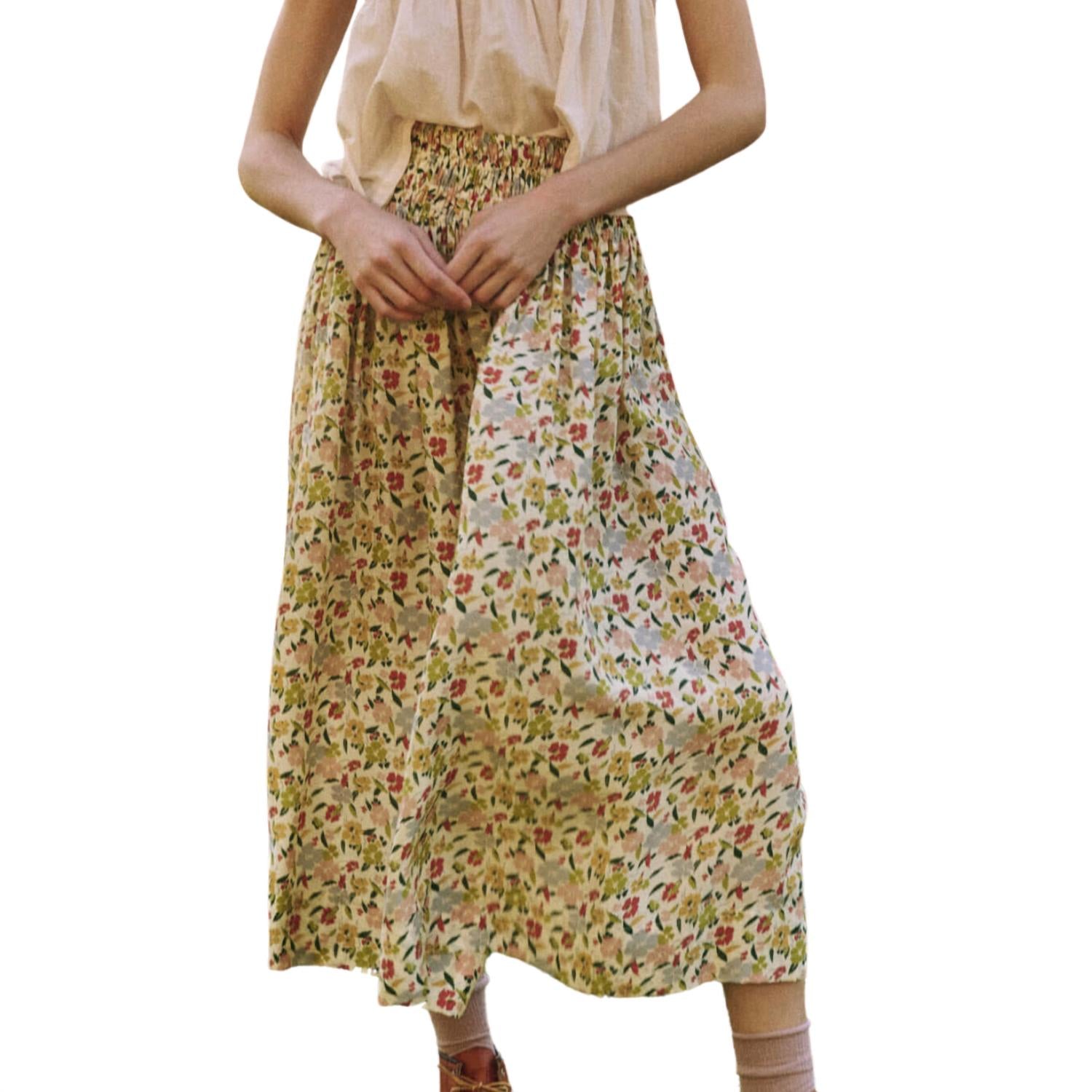 THE GREAT. Women's The Viola Skirt in floating petals floral - women's skirt