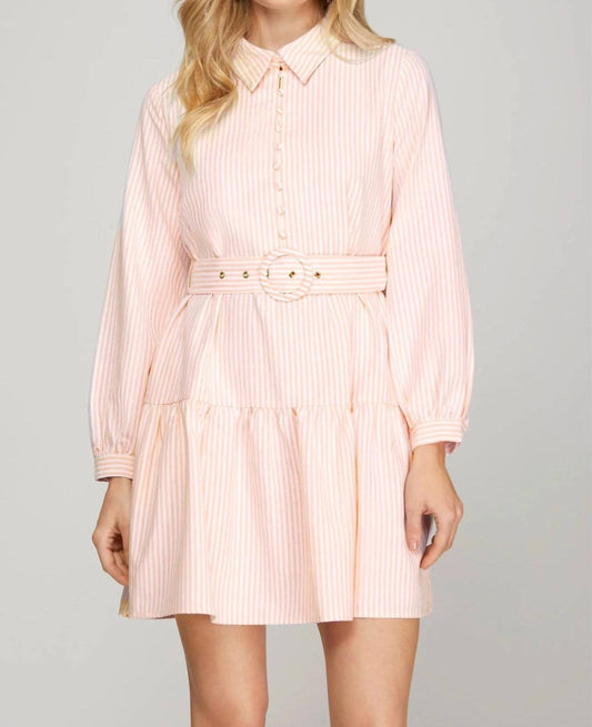 She + Sky - Long sleeve belted dress