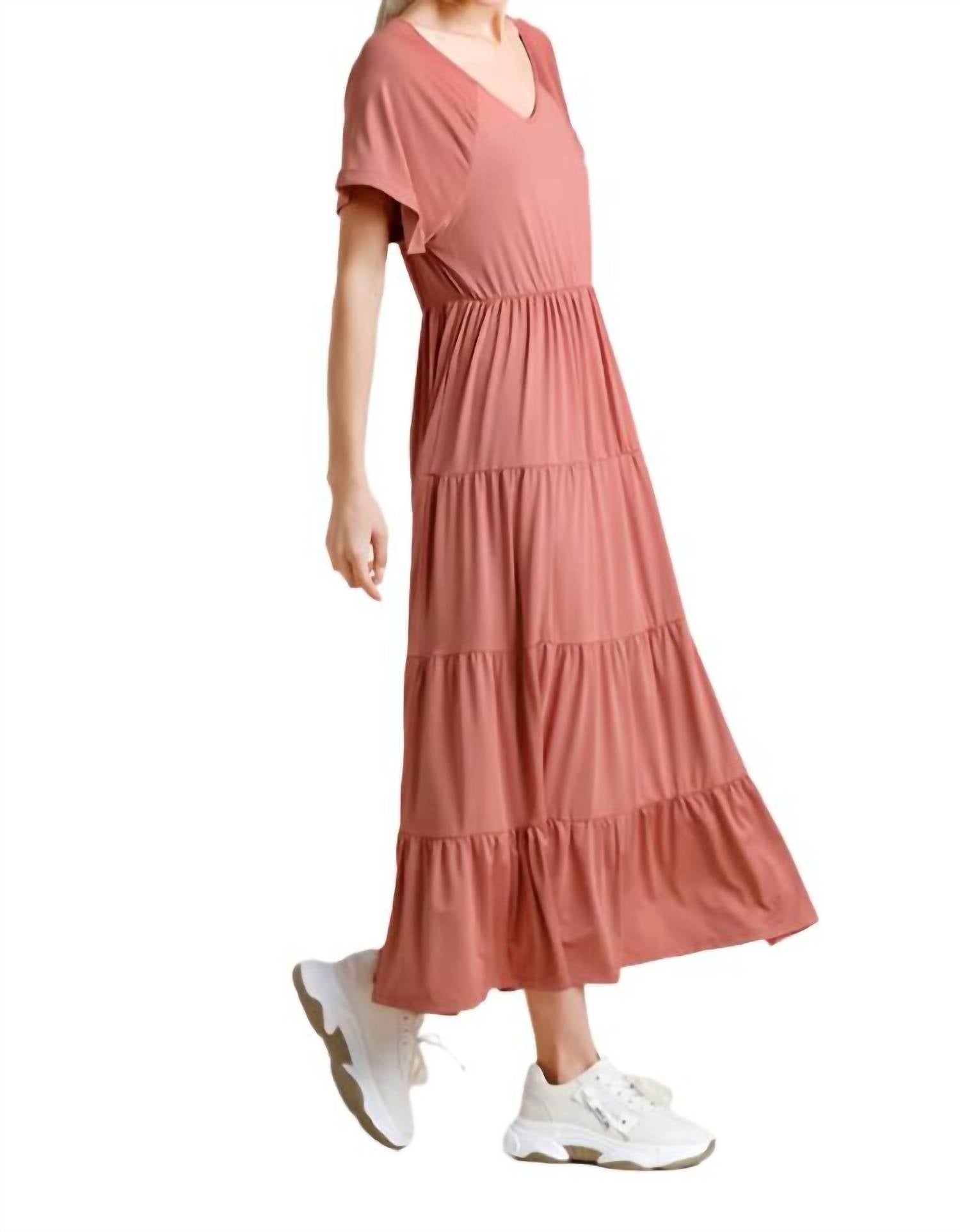 Umgee - Tiered V-neck Maxi Dress