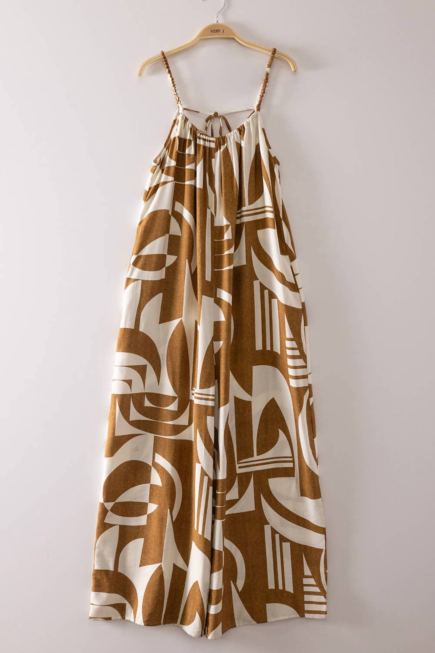 Very J - Women's Sleeveless Oversized Abstract Print Jumpsuit
