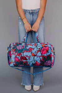Panache Apparel - Women's Velvet Floral Duffel Bag