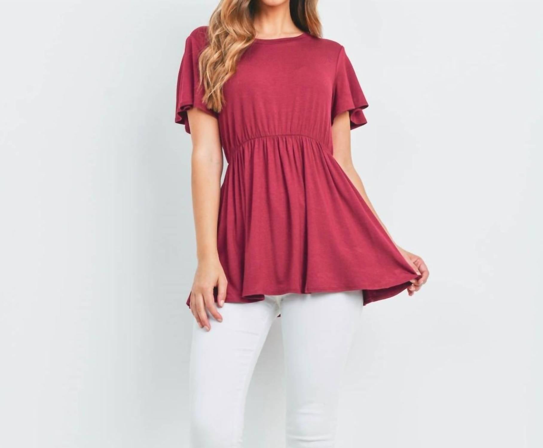 Perfect Peach - Flutter Sleeve Empire Top