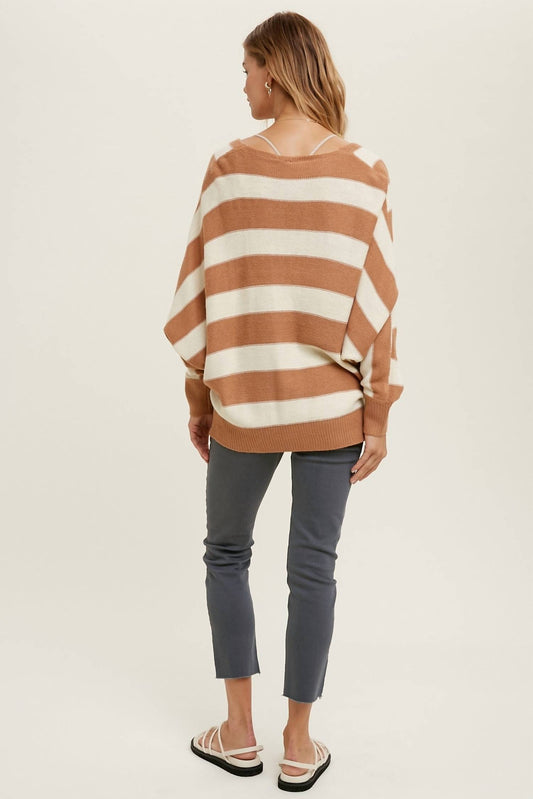 Wishlist - Striped Surplice Batwing Sweater
