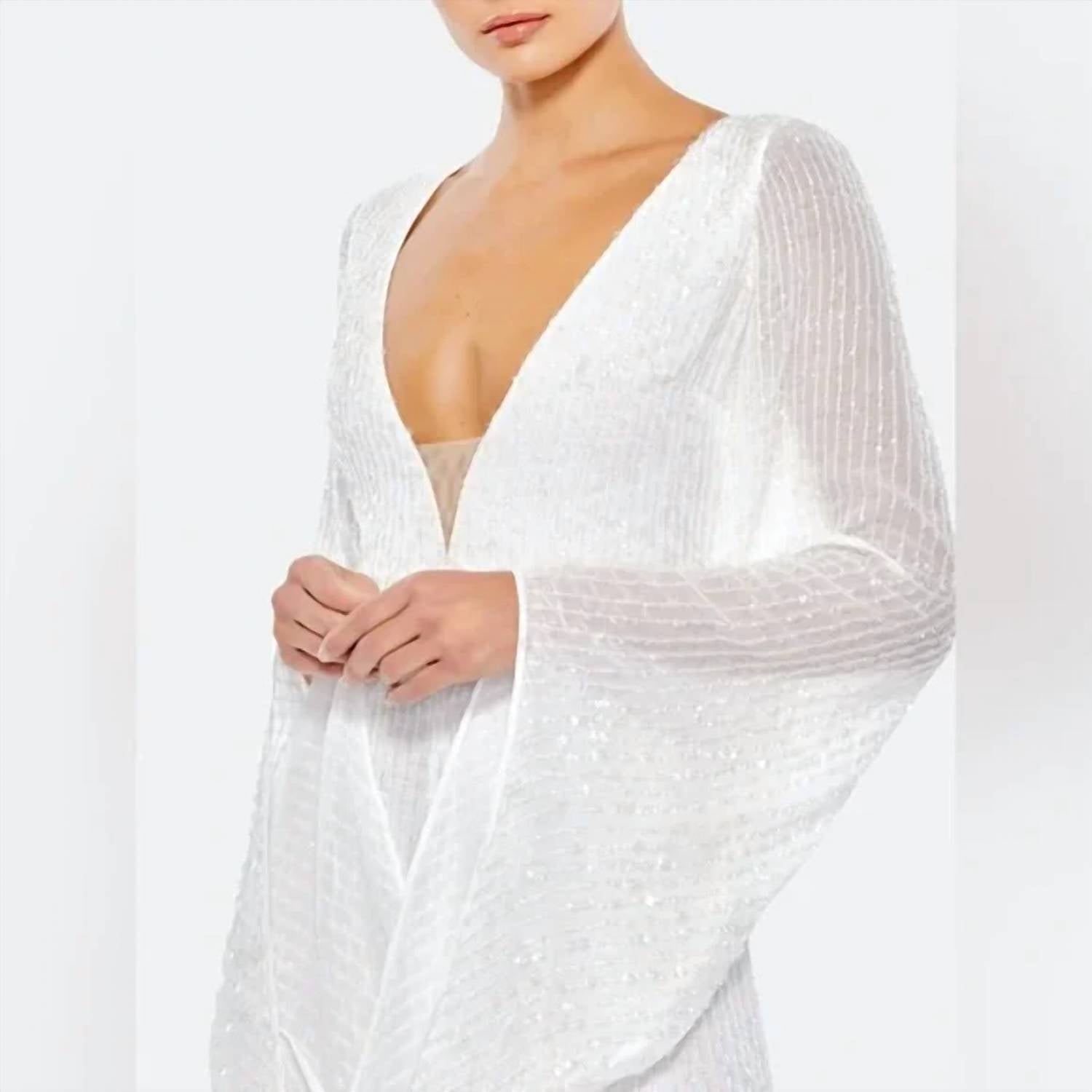 Mac Duggal - Formal Bell Sleeve Sequins Jumpsuit