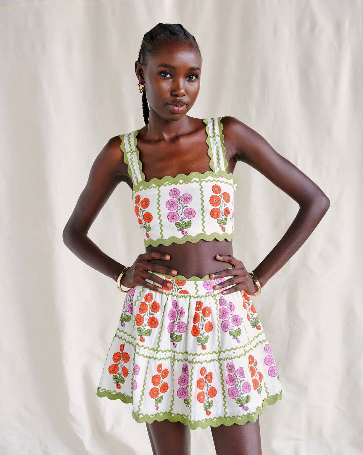 Saylor - Silas Square Neck Top And Skirt Set