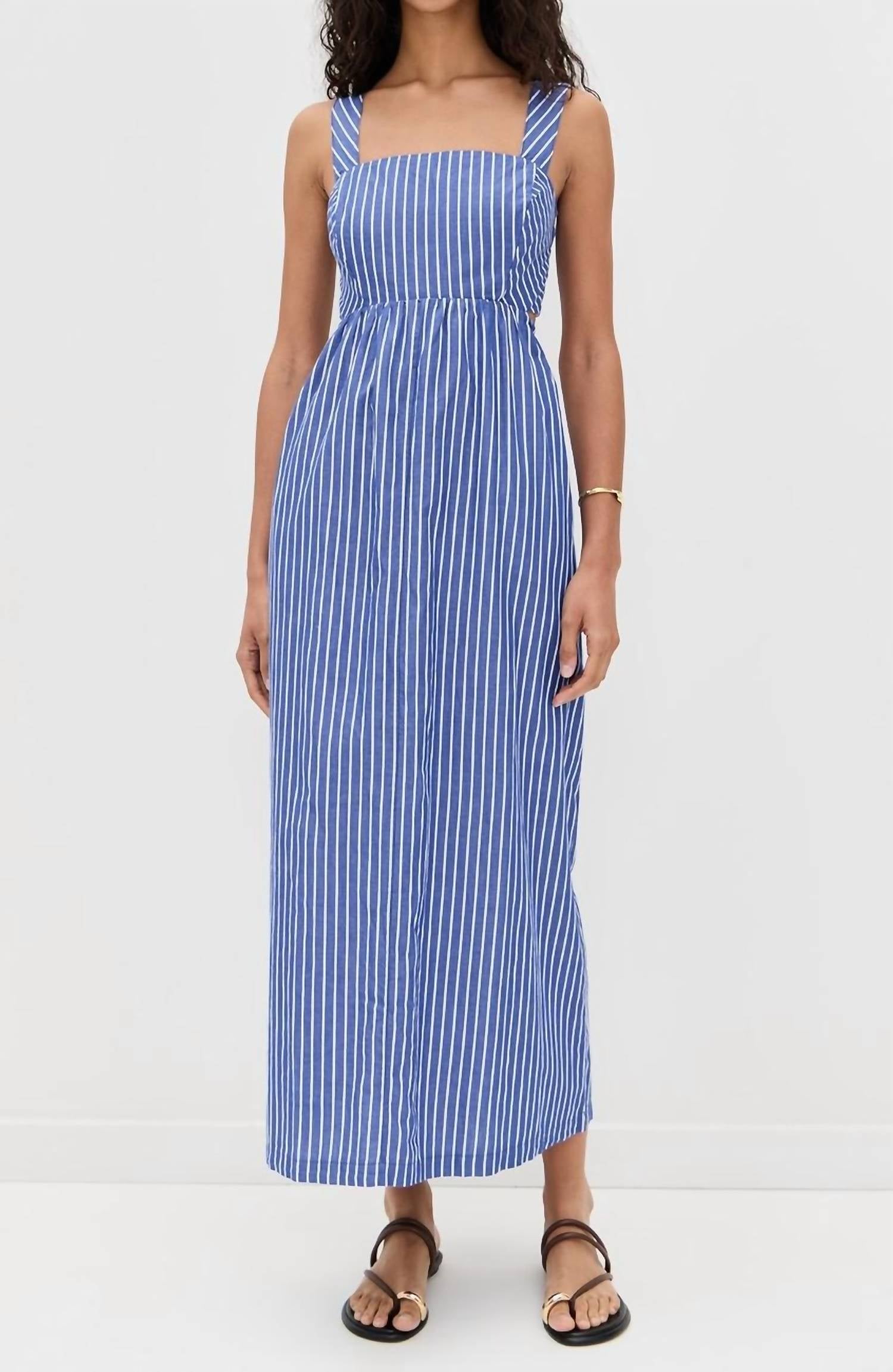 STATESIDE Poplin Stripe Dress in blue - women's dress