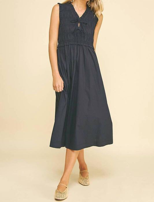 Pinch - Front-Tie Detailed Smocking Midi Dress
