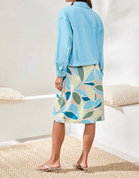 TRIBAL Women's Long Sleeves Collared Jacket in aqua sky - women's jacket - alternate view