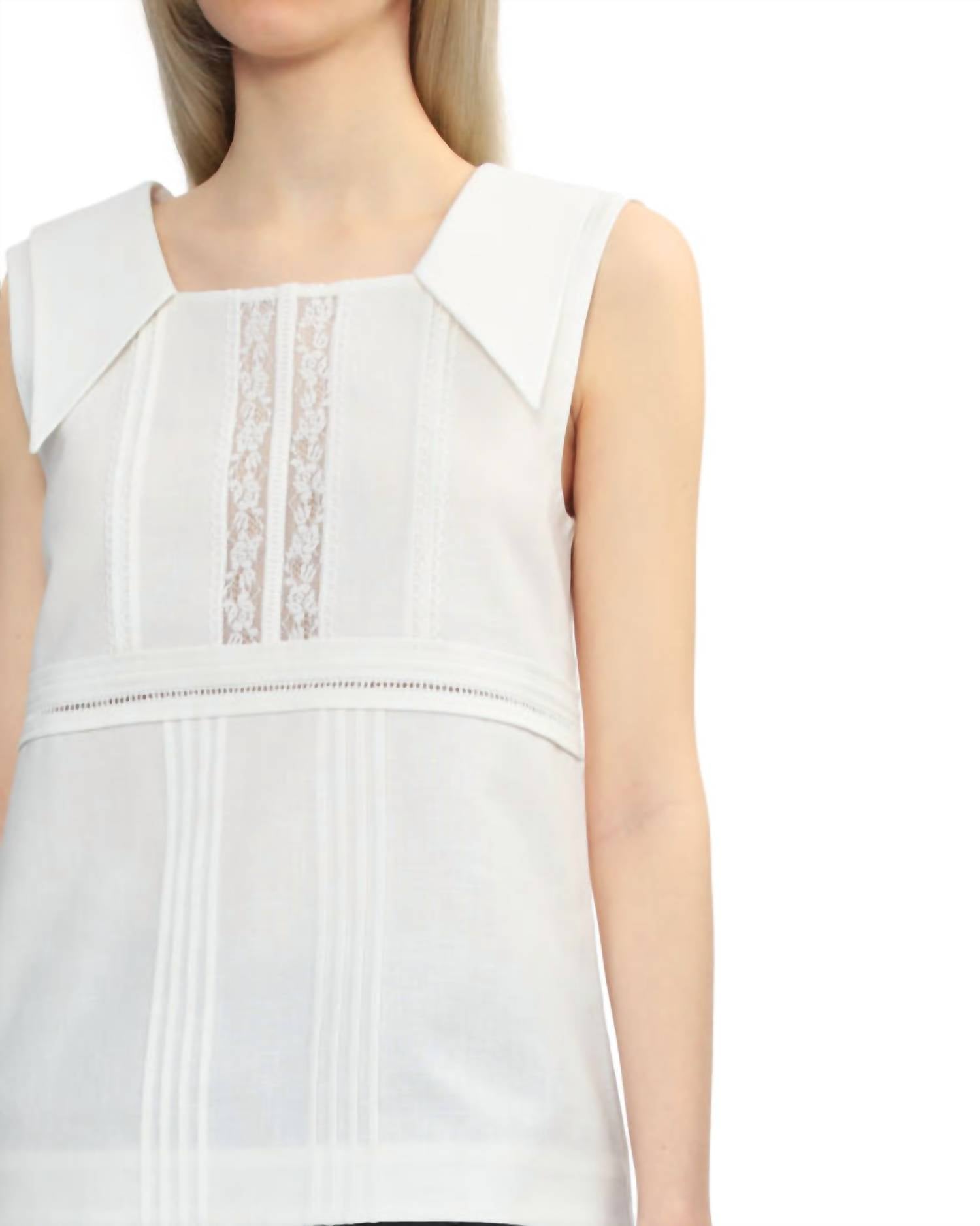 Shushu/Tong Square Neck Lace Vest Top in white - women's tank top - view 4