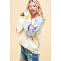 Endless Blu. - Tie Dye Sleeve Fleece Top