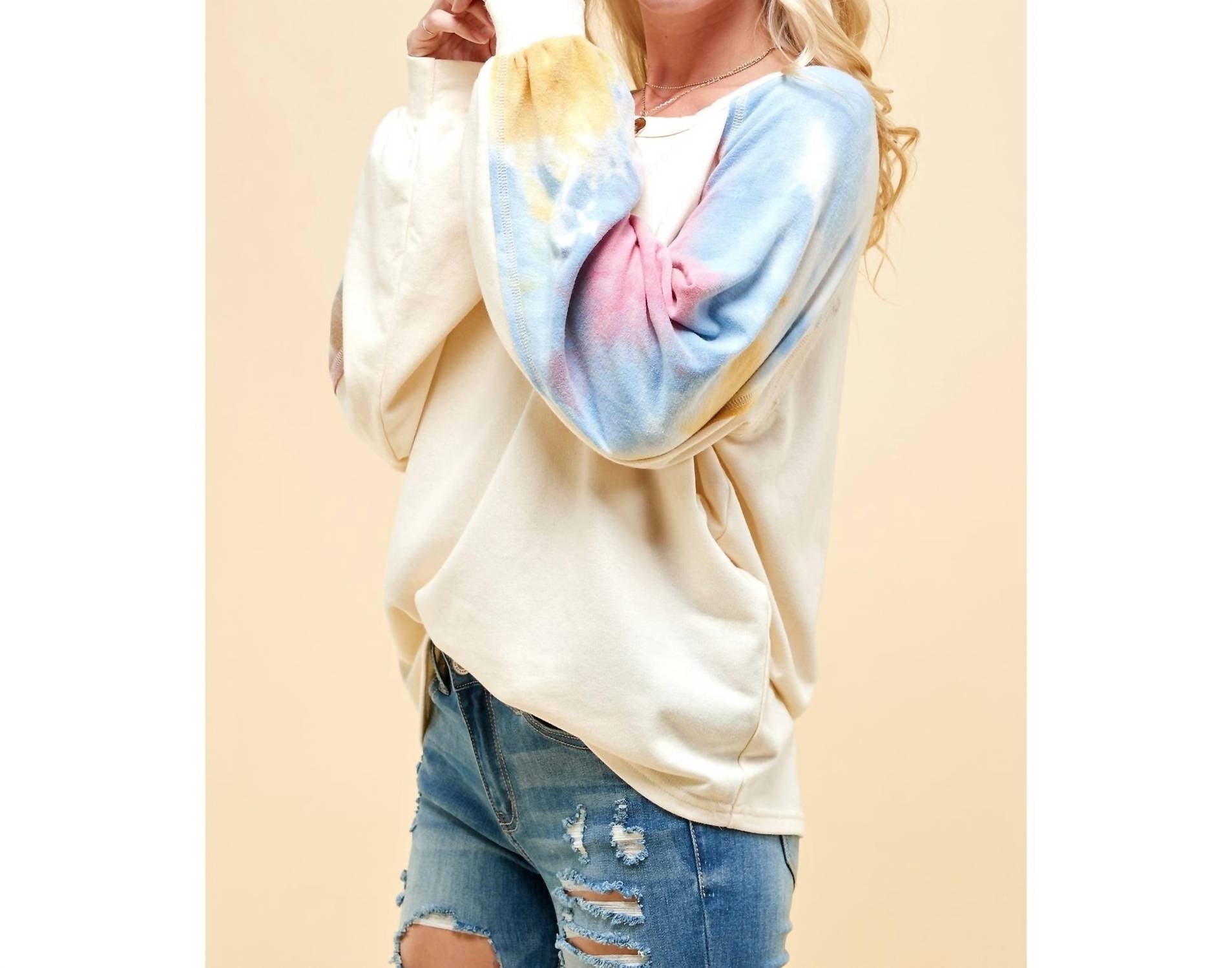 Endless Blu. - Tie Dye Sleeve Fleece Top