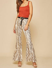 ANDREE BY UNIT Bell Bottom Pants in snake print - women's pants - view 5