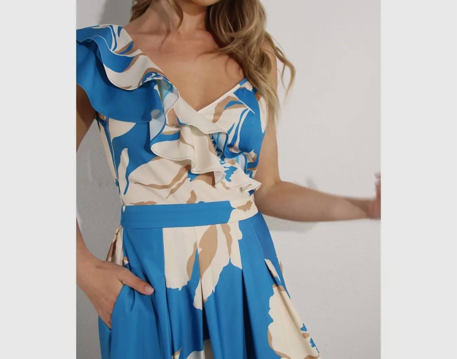 Mulla - One shoulder ruffle pleated maxi dress