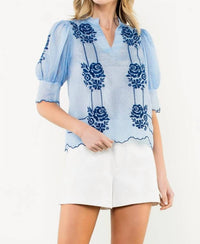 Thml - Flower Embroidered Pinstripe Top