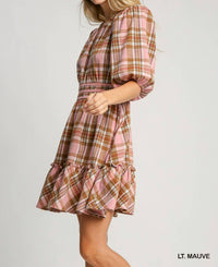 Umgee - Round Neck Plaid Dress