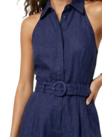 Mint Exclusives - Belted Linen Blend Halter Romper