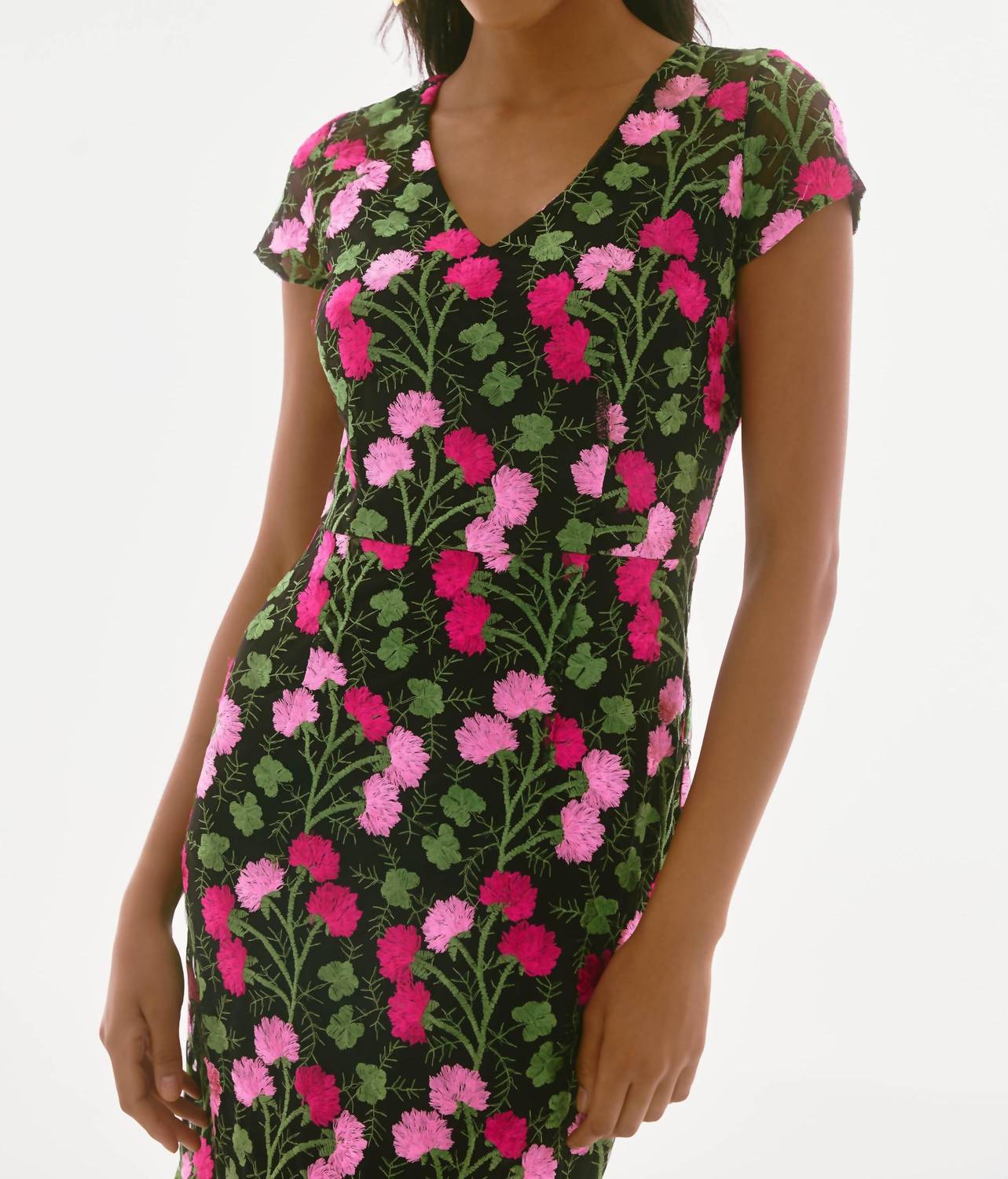 Joseph Ribkoff - Floral V-neck Midi Dress