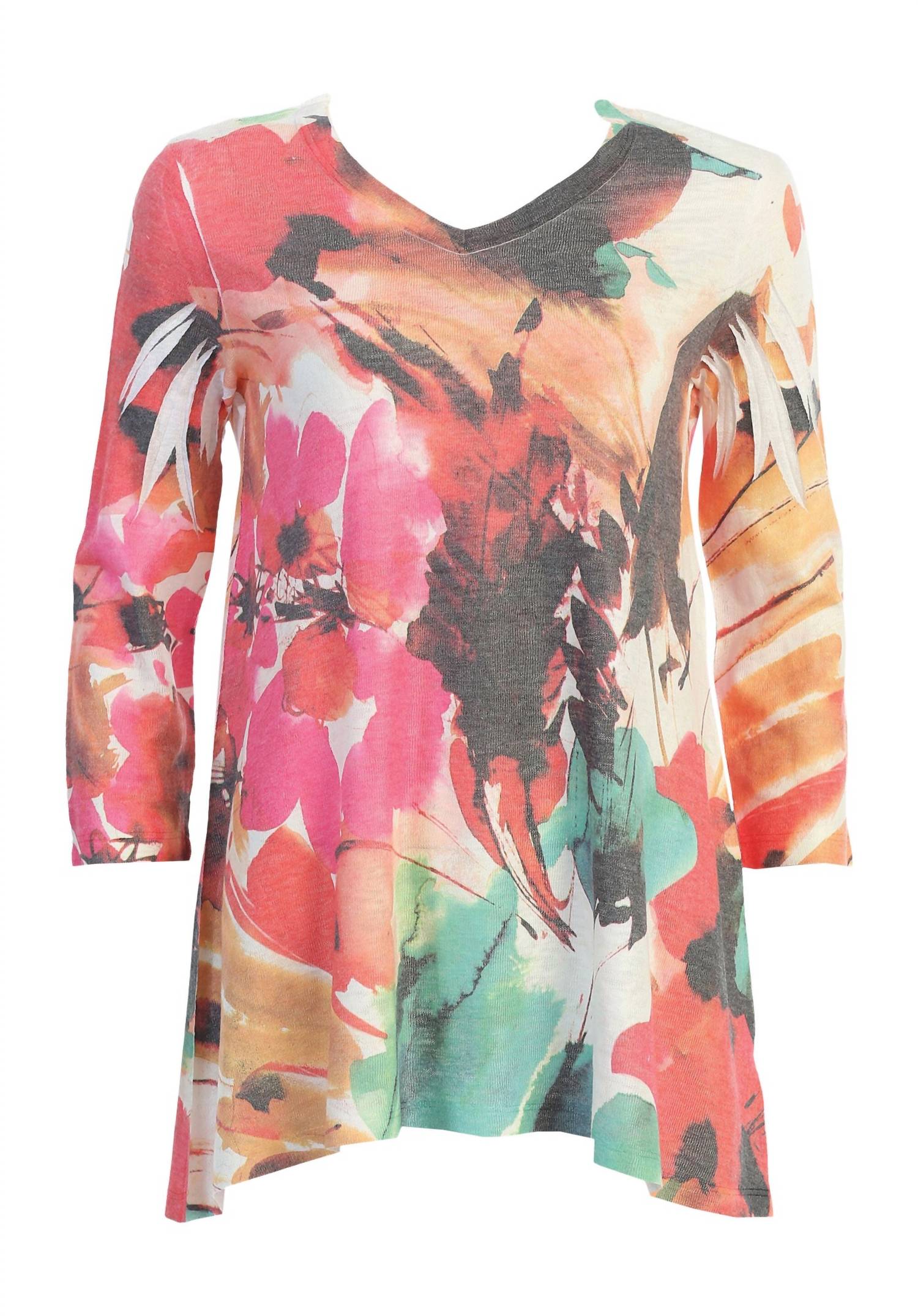 Jess & Jane Love Song Light Weight Sweater Knit Top in multicolor - women's shirt - detail view