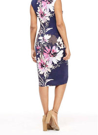 London Times - Floral Print Sheath Midi Dress
