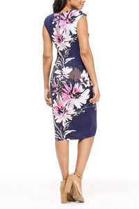 London Times - Floral Print Sheath Midi Dress