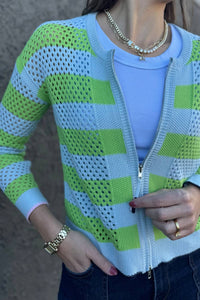 Zaket & Plover - Crochet Zip Stripe Sweater