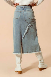 So Me - Midi Denim Front Slit Skirt