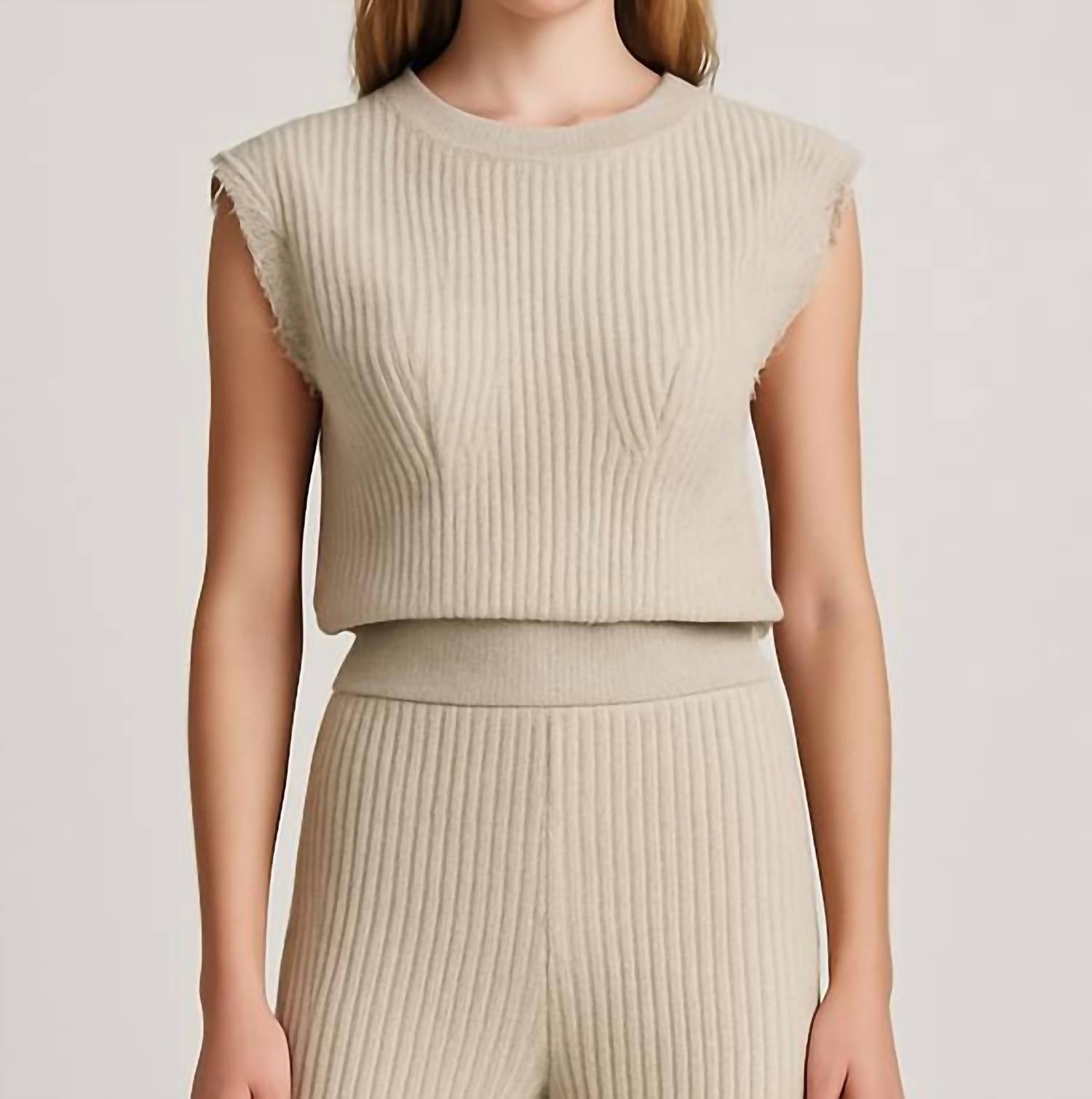 PROJECT SOCIAL T Granada Pullover Top in beige - women's tank top