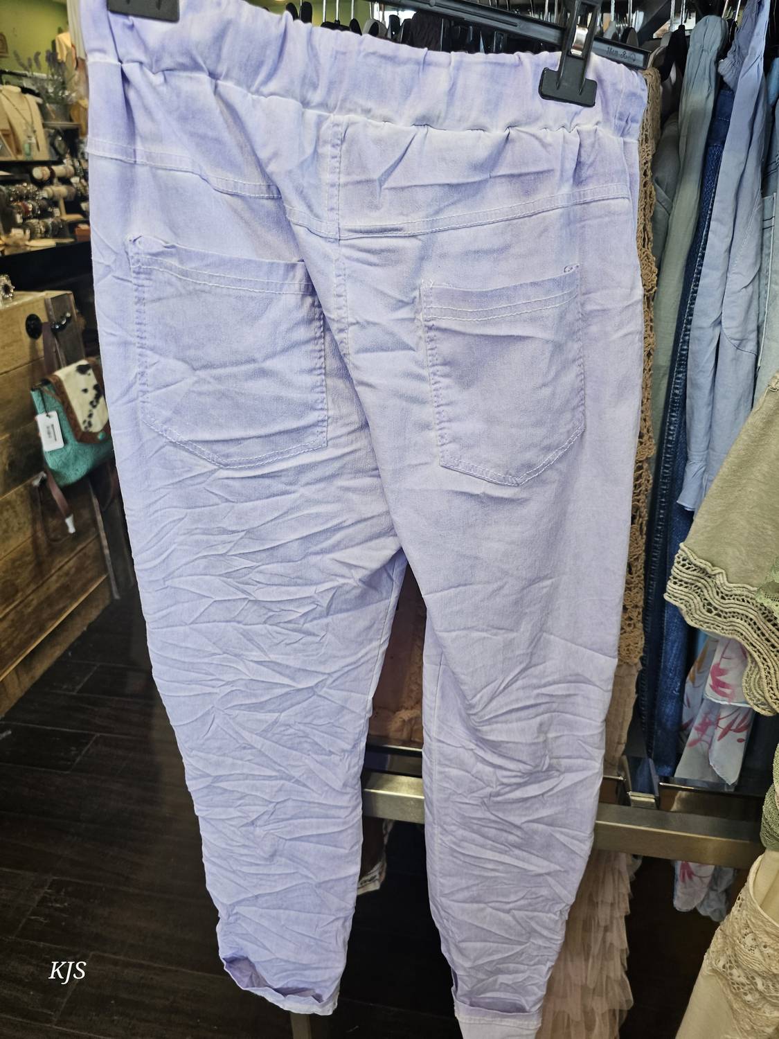 Made In Italy - Women's Embroidered Italian Crinkle Joggers