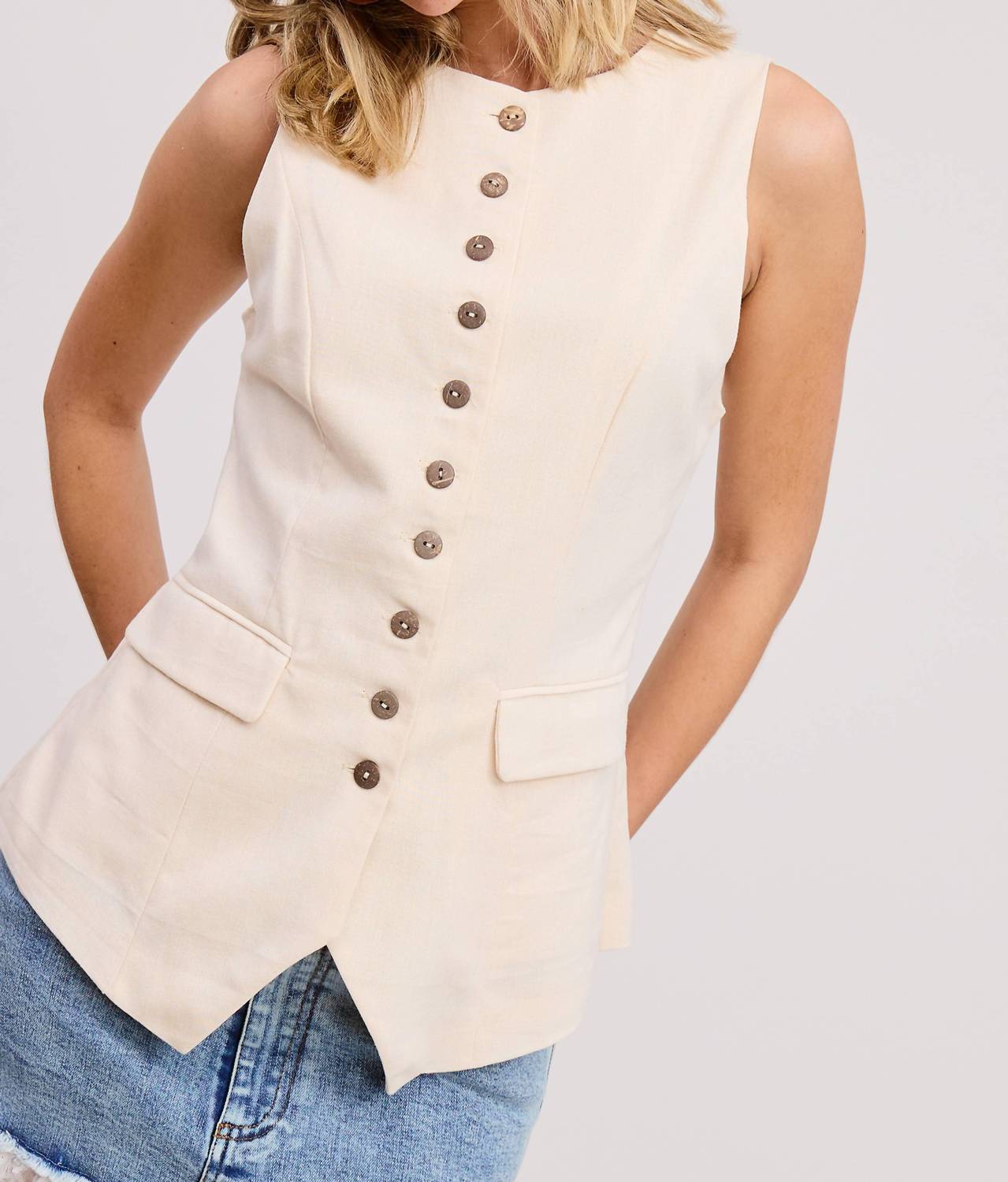 Mimosa - Long-line Buttoned Vest