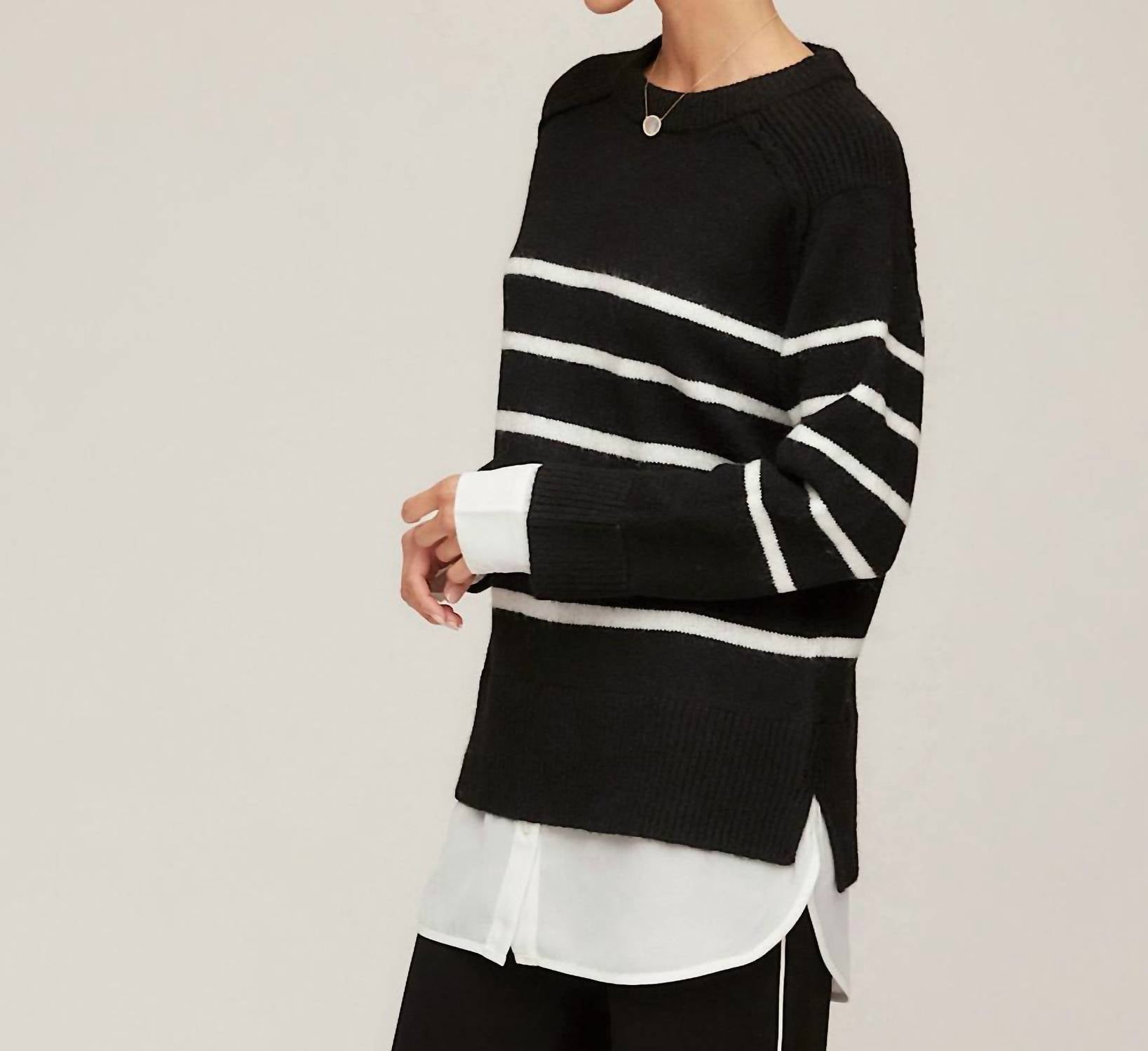Karen Kane - Layered Stripe Crewneck Sweater