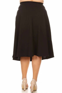 Moa Collection - Women's Casual Solid Midi Skirt - Plus