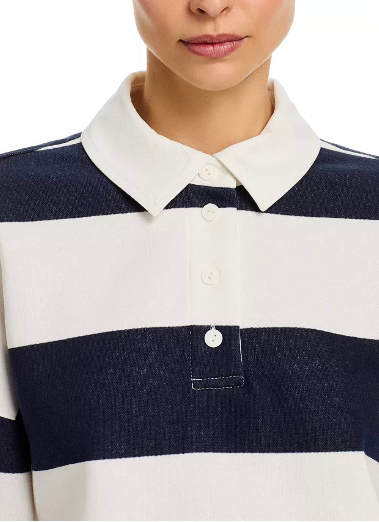Aqua - Cropped Oversized Polo Sweater
