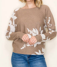 Staccato - Floral Jacquard Dolman Sleeve Sweater