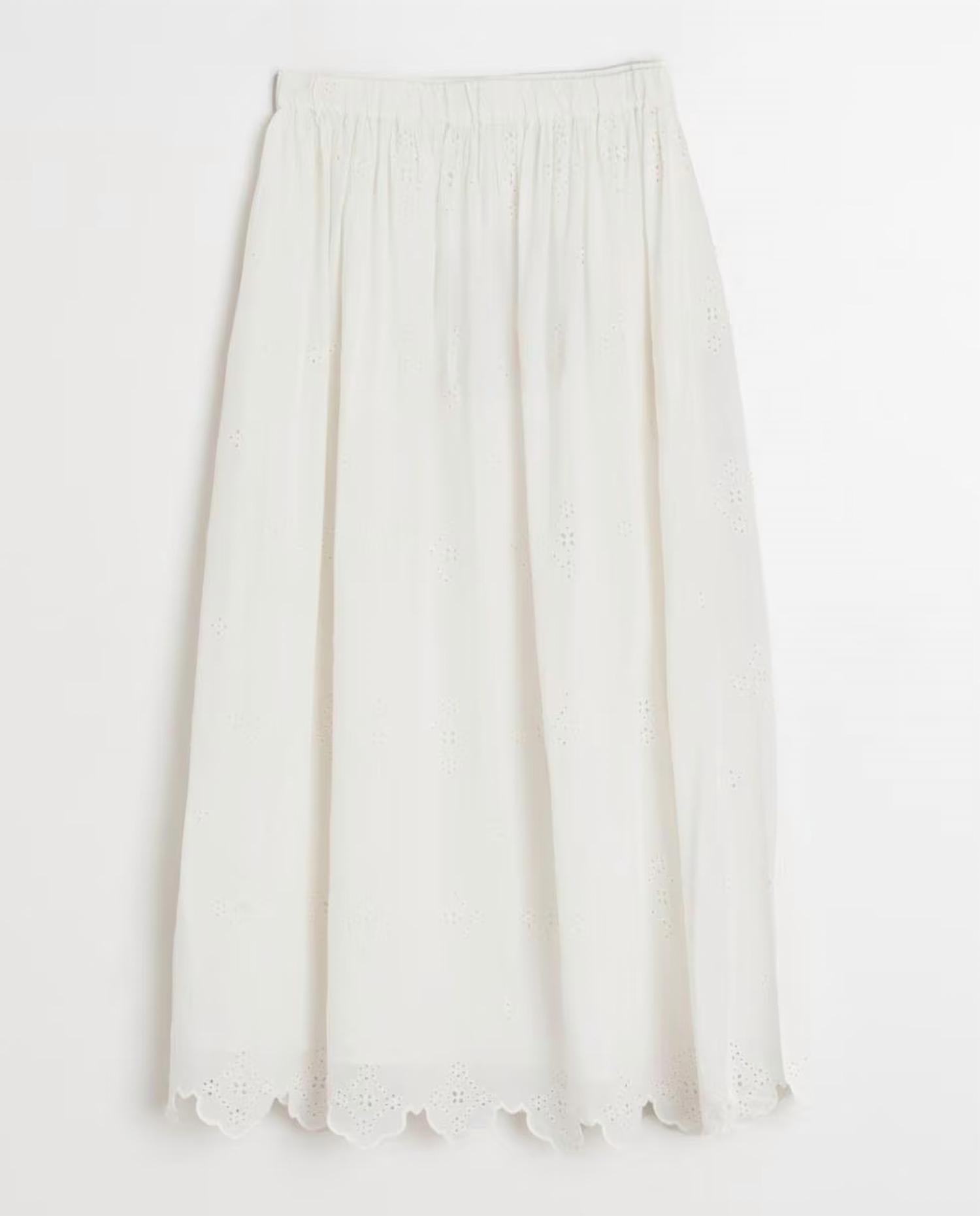 Indi & Cold - Flared Elastic Skirt With Embroideries