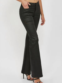 HIDDEN Happi Mid Rise Flare Jean in coated black - women's jeans - detail view