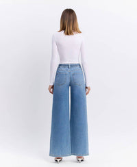 Flying Monkey - Carmen High Rise Elastic Tie Waistband Baggy Wide Jeans