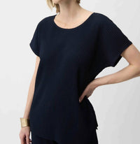 Joseph Ribkoff - Pleated Scuba Crepe Short Sleeve Top