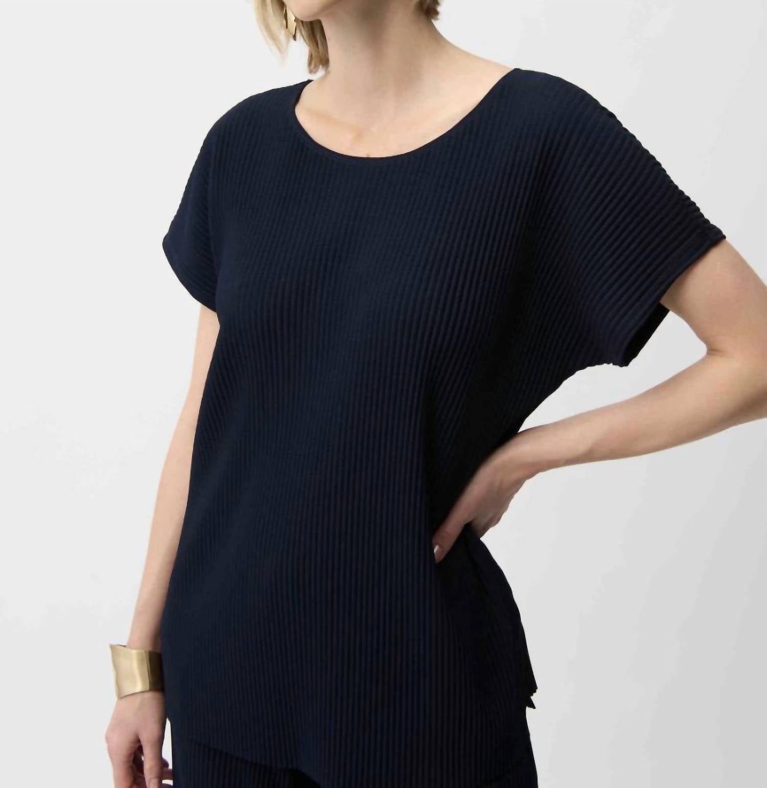 Joseph Ribkoff - Pleated Scuba Crepe Short Sleeve Top